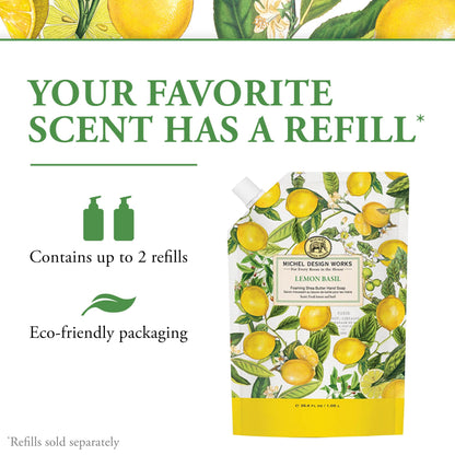 Authentic USA imported foaming hand soap with lemon mandarin and basil scent