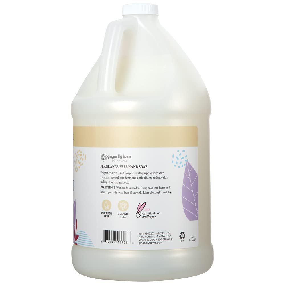 Ginger Lily Farms fragrance free hand wash one gallon bulk jug