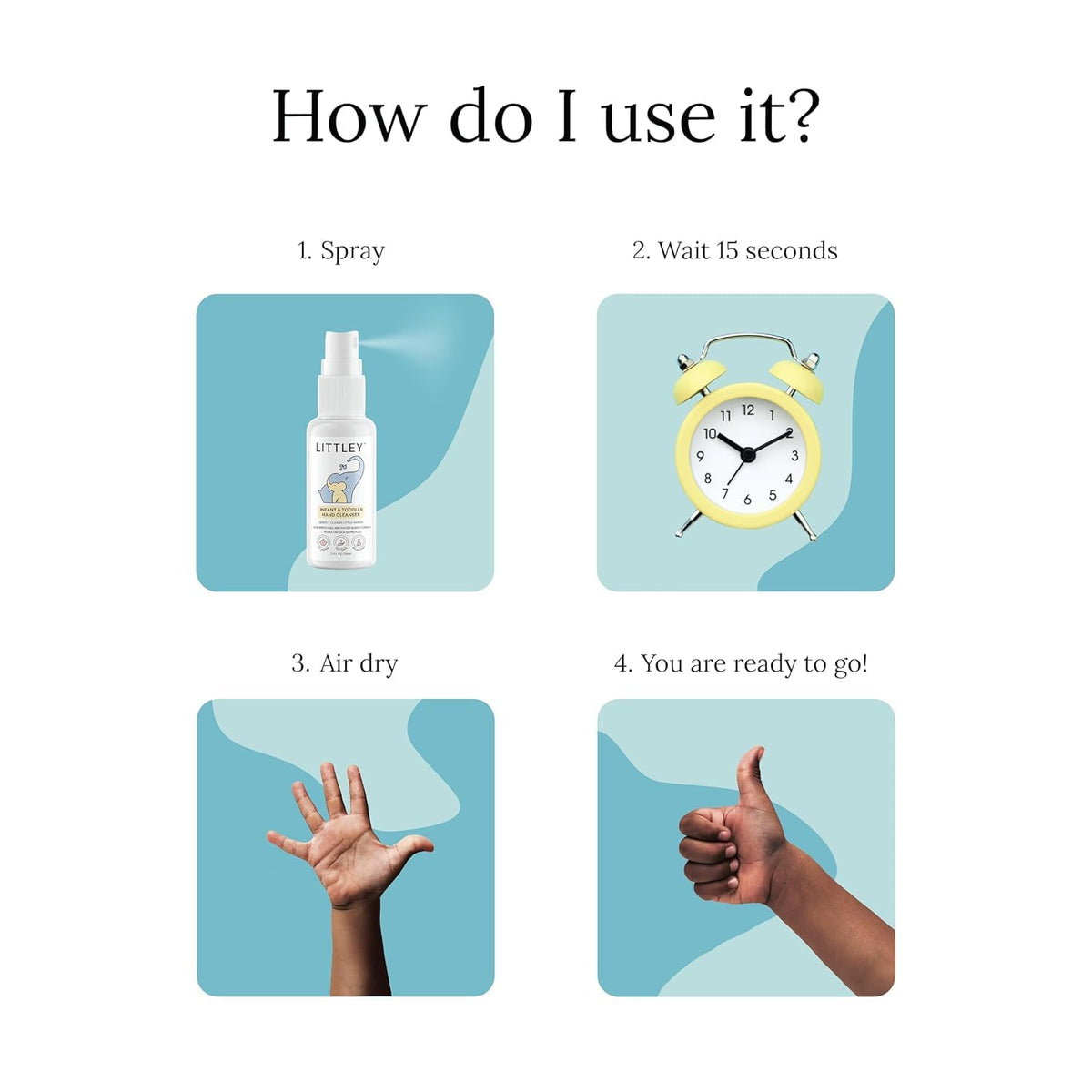Littley toddler hand cleanser lifestyle packaging view