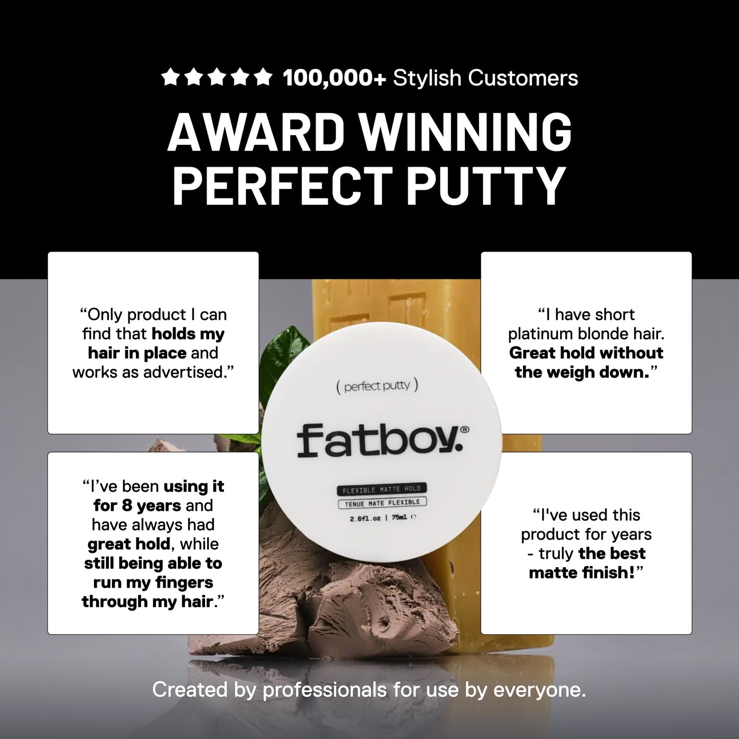 Lifestyle shot of Fatboy Hair styling product