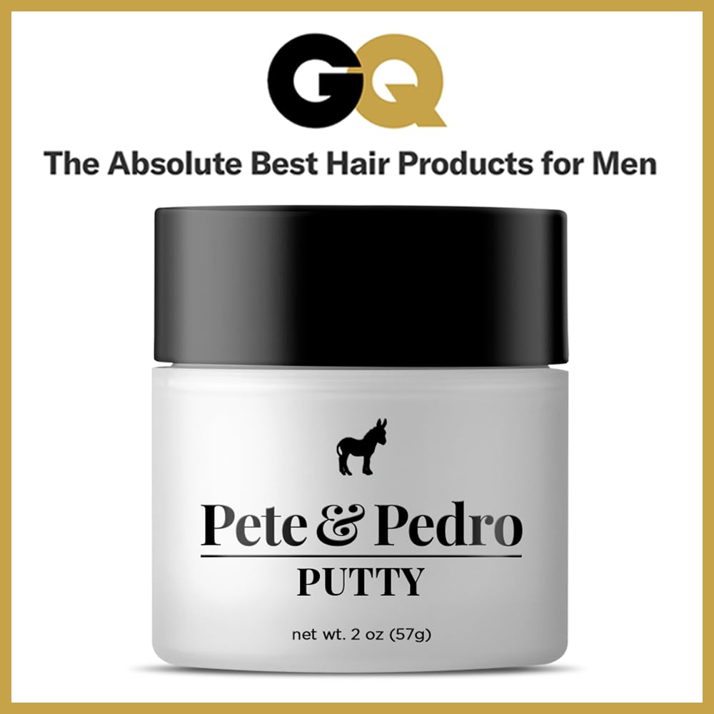 Pete and Pedro Hair Putty jar held in hand for scale
