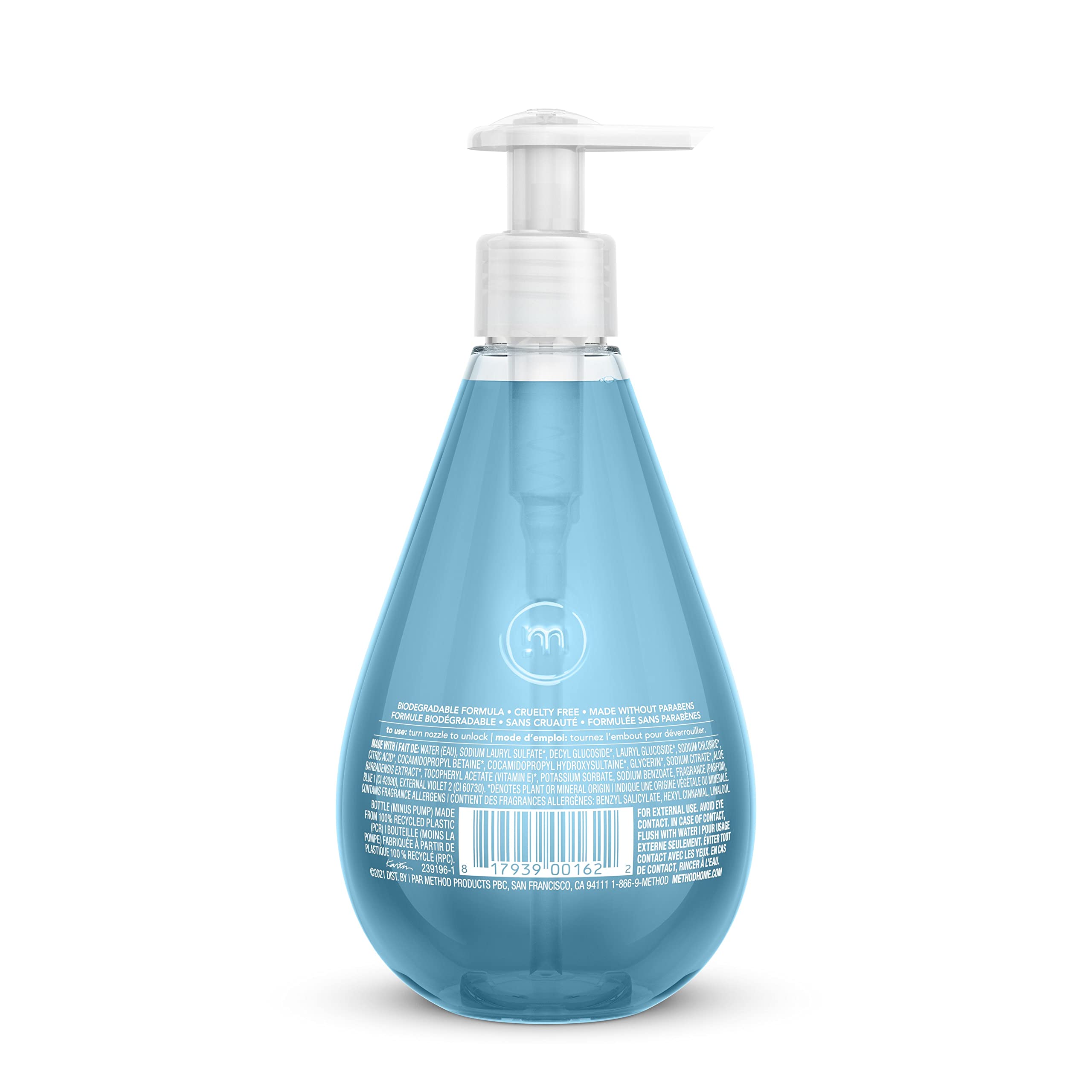 Method plant based liquid hand wash close up showing pump dispenser details