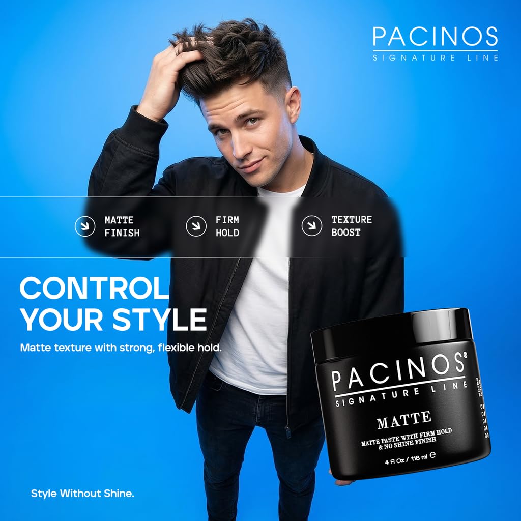 Back view of Pacinos Matte Hair Paste showing product details