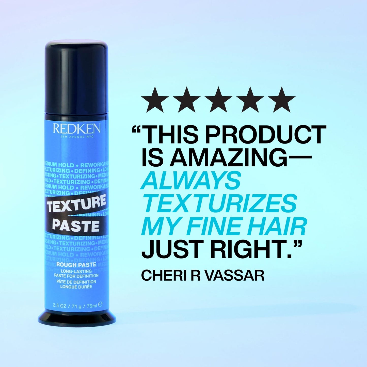 Redken styling paste applied to hair for texture and definition