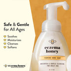 Close up of soft lather foam texture from Eczema Honey hand soap