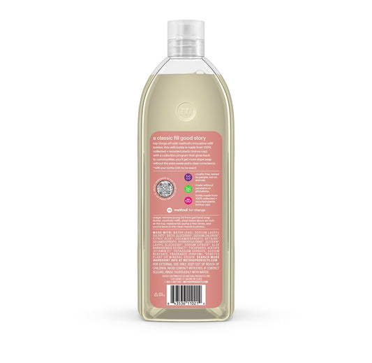 Close up of Method Vanilla and Raspberry soap packaging details