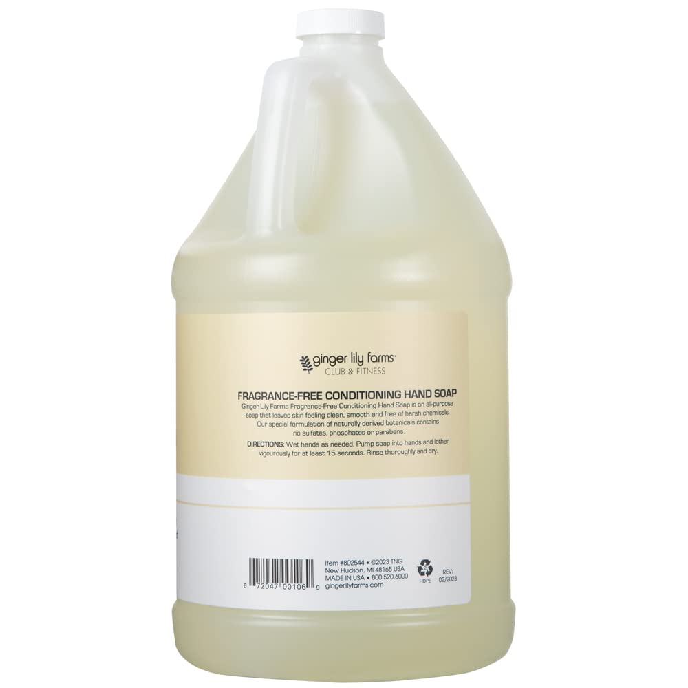 Ginger Lily Farms fragrance free hand soap refill label details