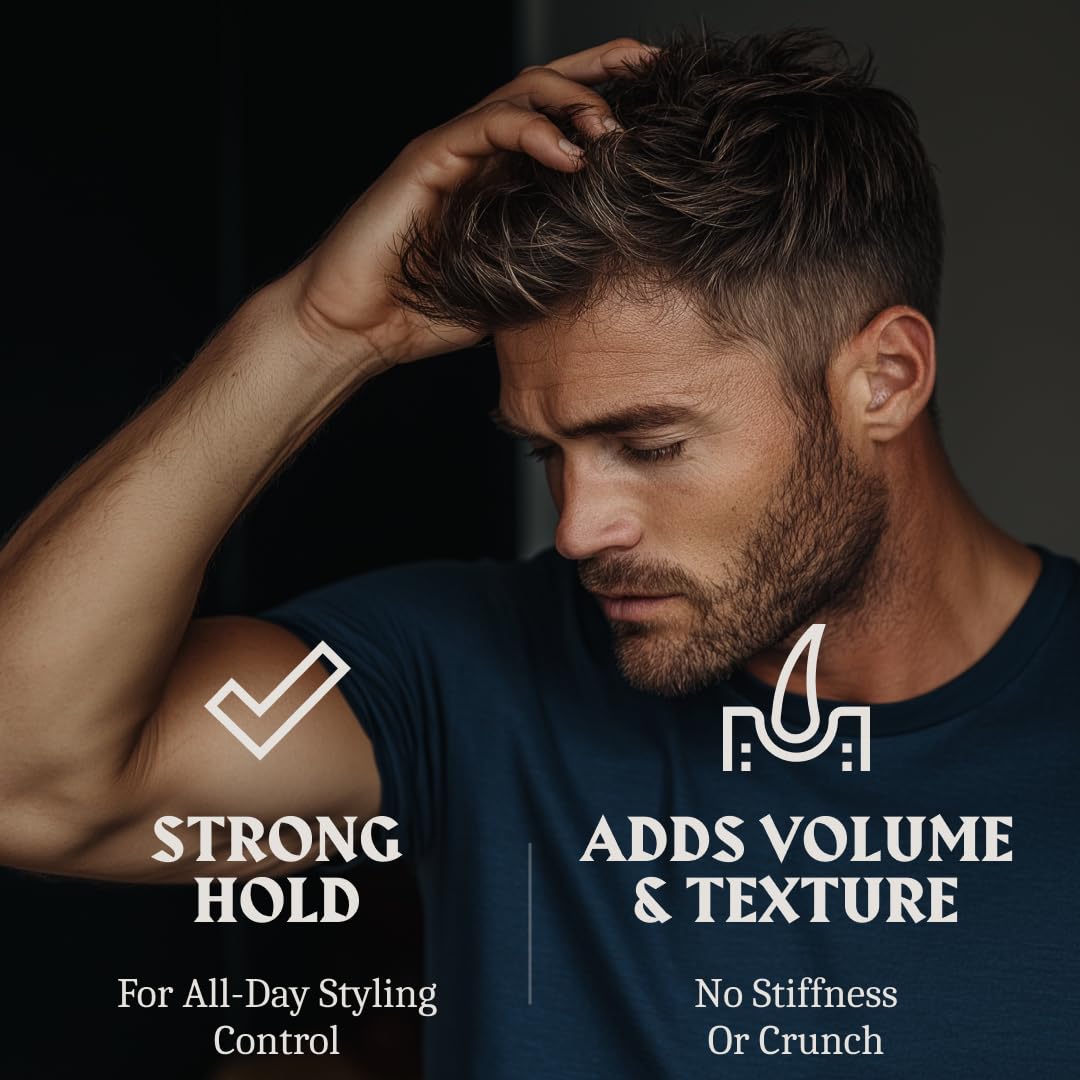Man applying Striking Viking volume powder to hair
