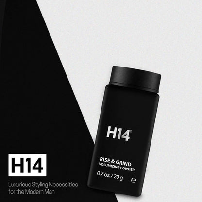 Professional hairstyling using H14 Rise and Grind dust