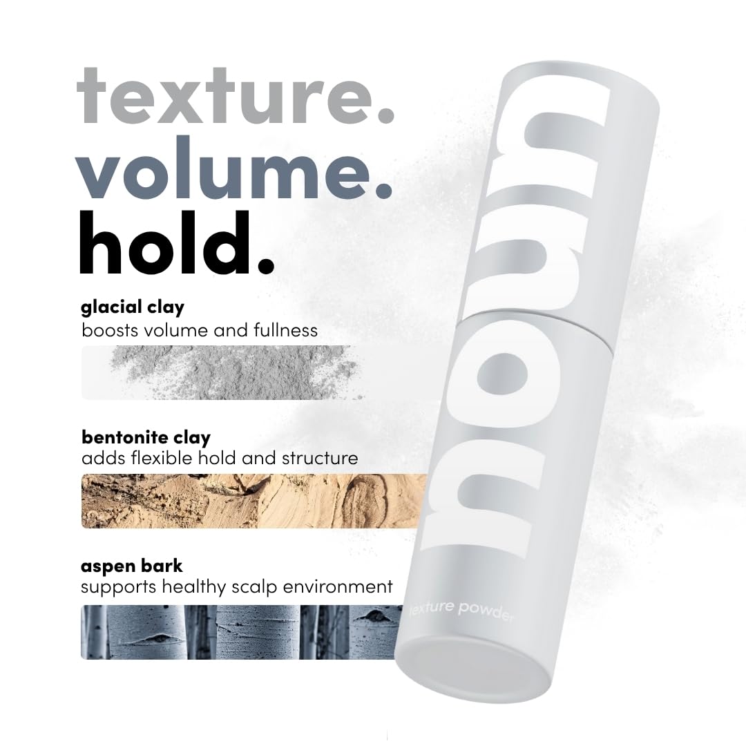 Model demonstrating natural volume with Noun Naturals powder