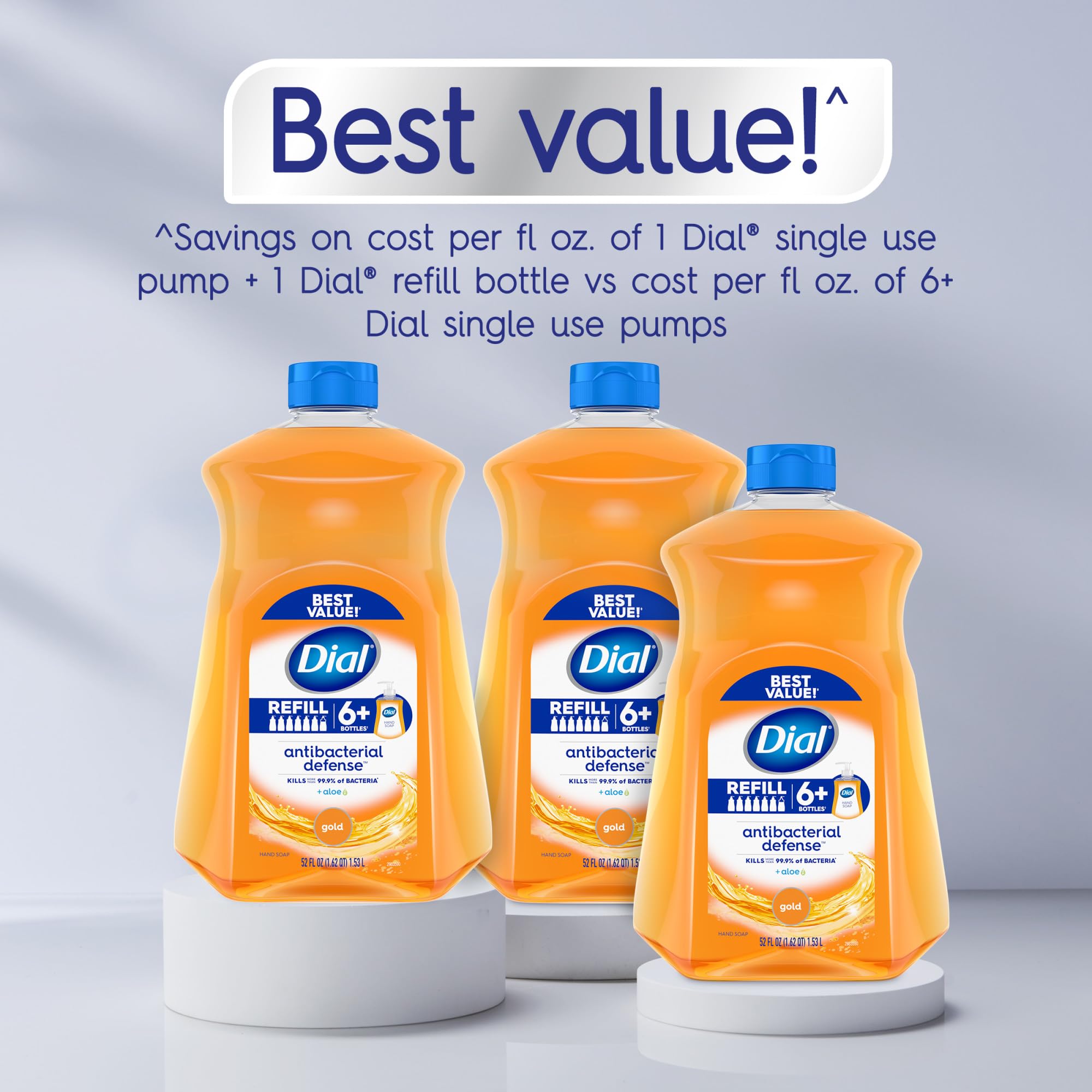Close up view of dermatologist tested Dial gold scent liquid hand soap