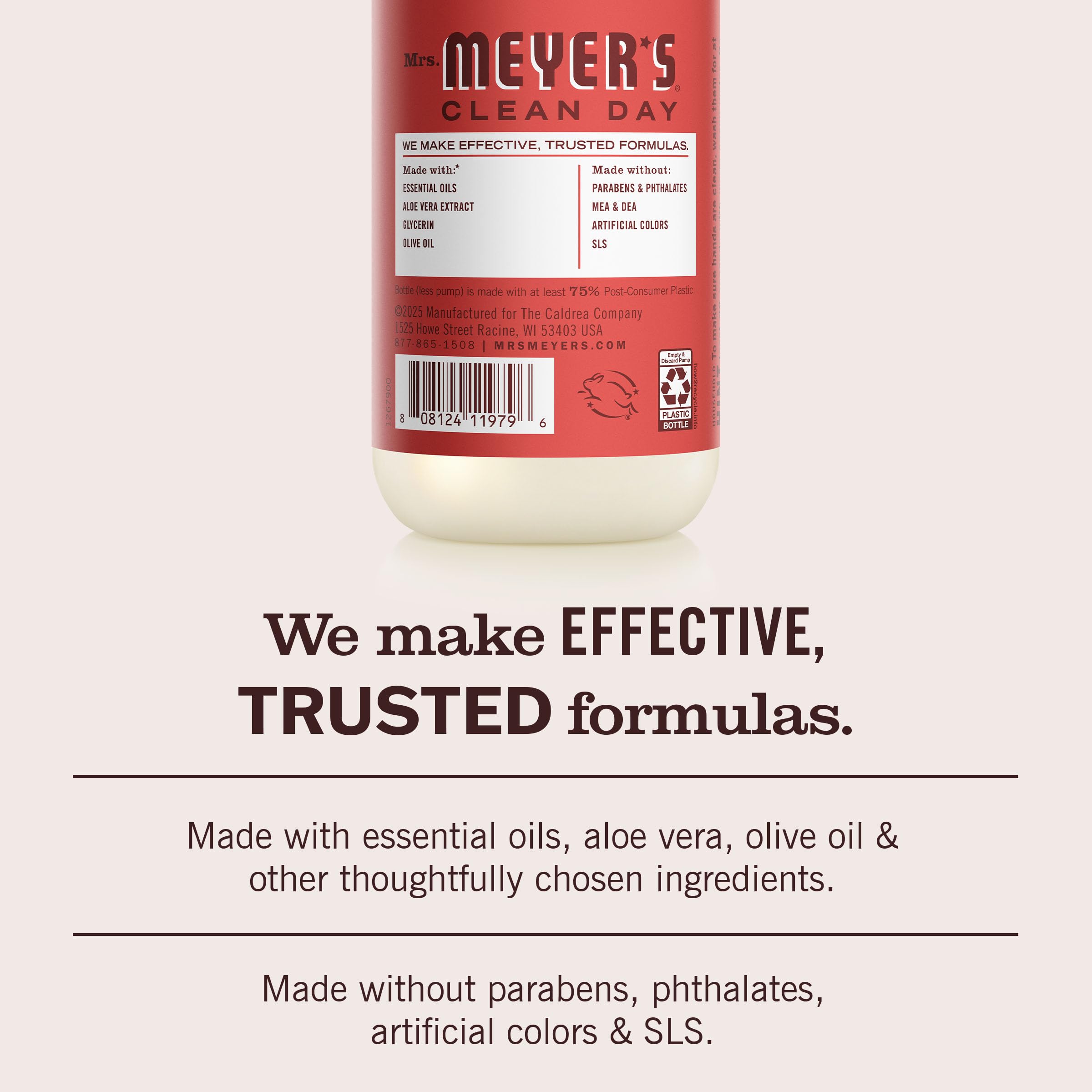 Mrs. Meyer's Tomato Vine hand soap bottle on kitchen counter