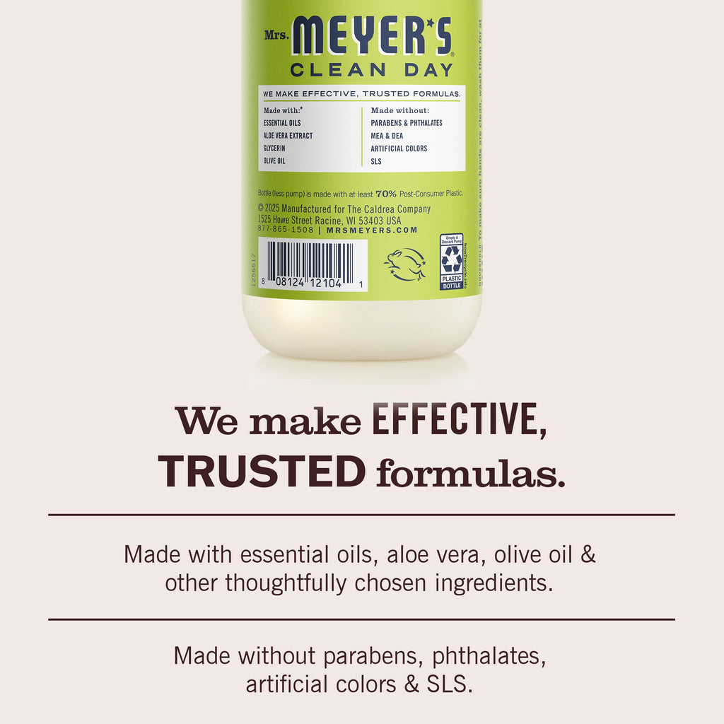 Mrs. Meyer's liquid hand soap bottle lifestyle placement by bathroom sink