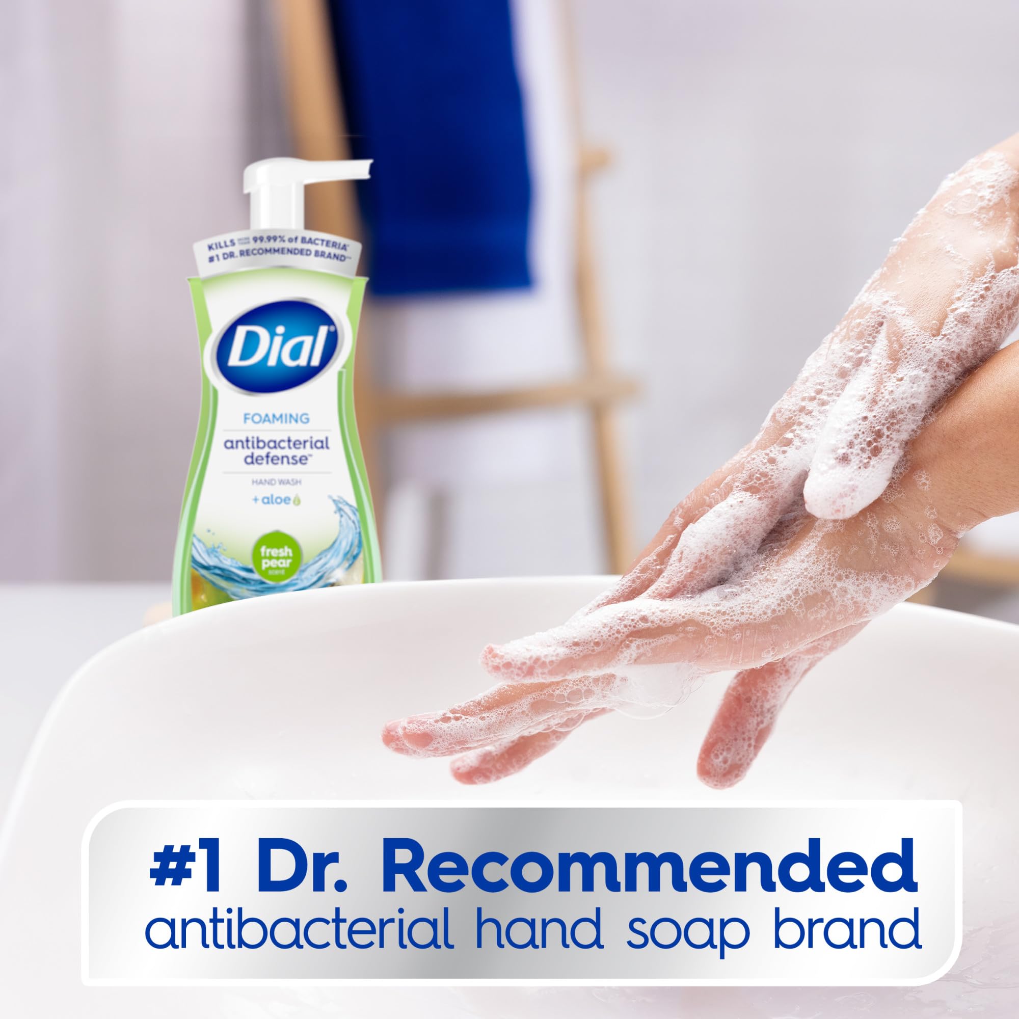 Dial antibacterial hand wash showing foaming texture