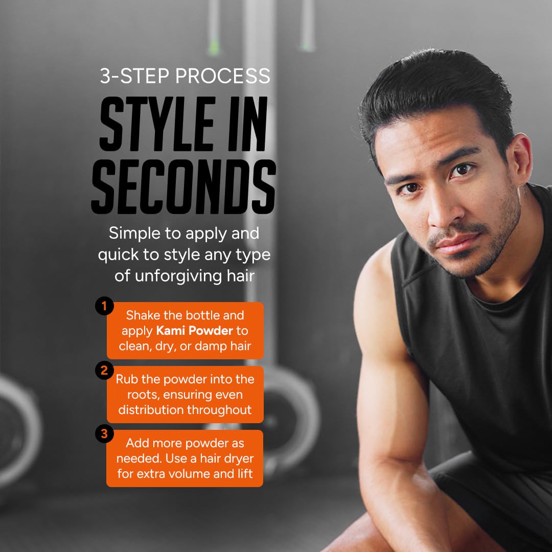 Kami hair powder for men styling results