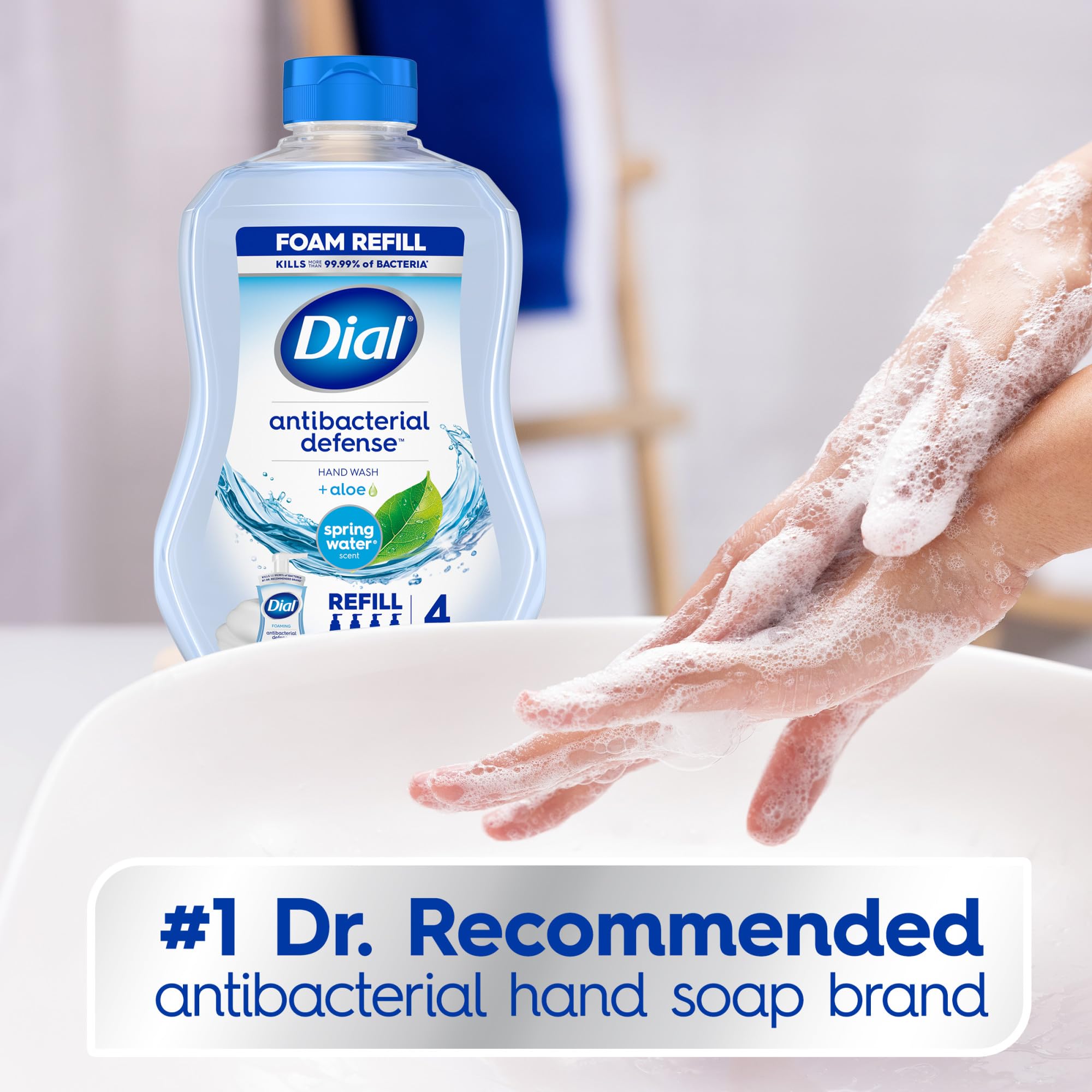 Back label of Dial Antibacterial Defense foaming soap showing ingredients