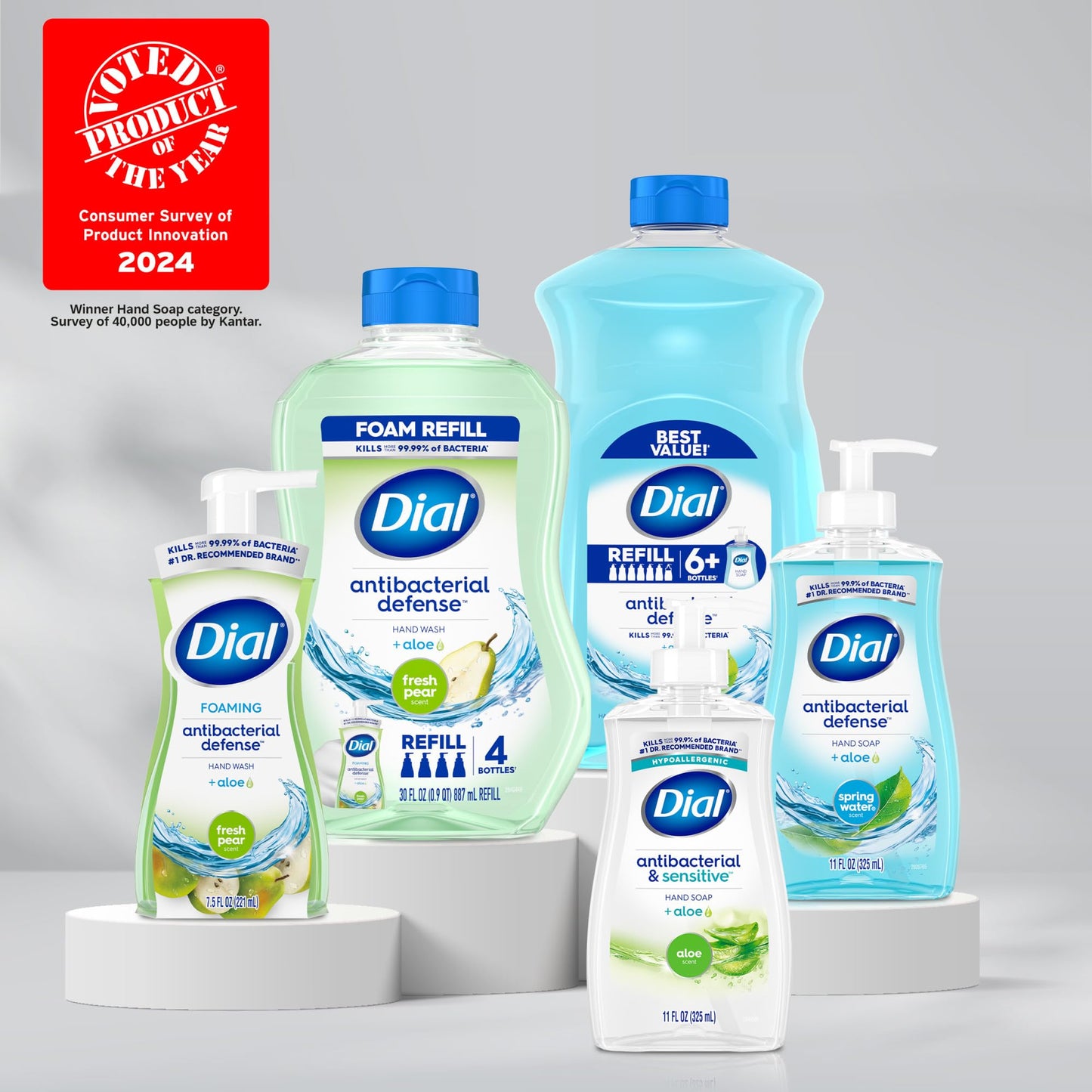 Top view of Dial liquid hand soap pump dispenser