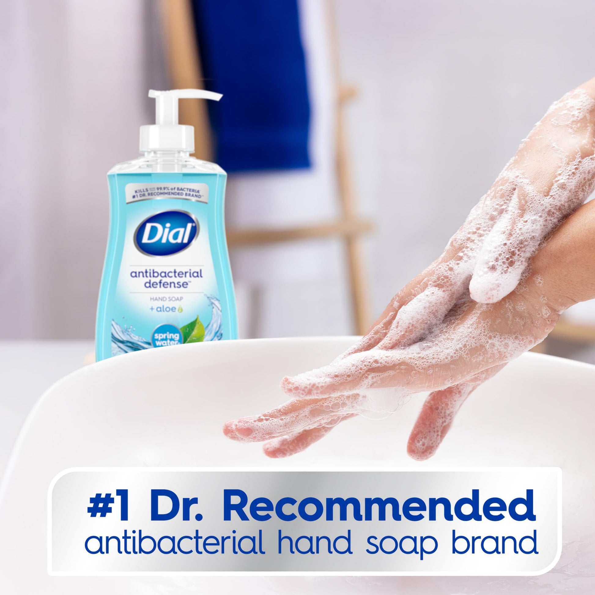 Back view of Dial hand soap bottle with ingredient list