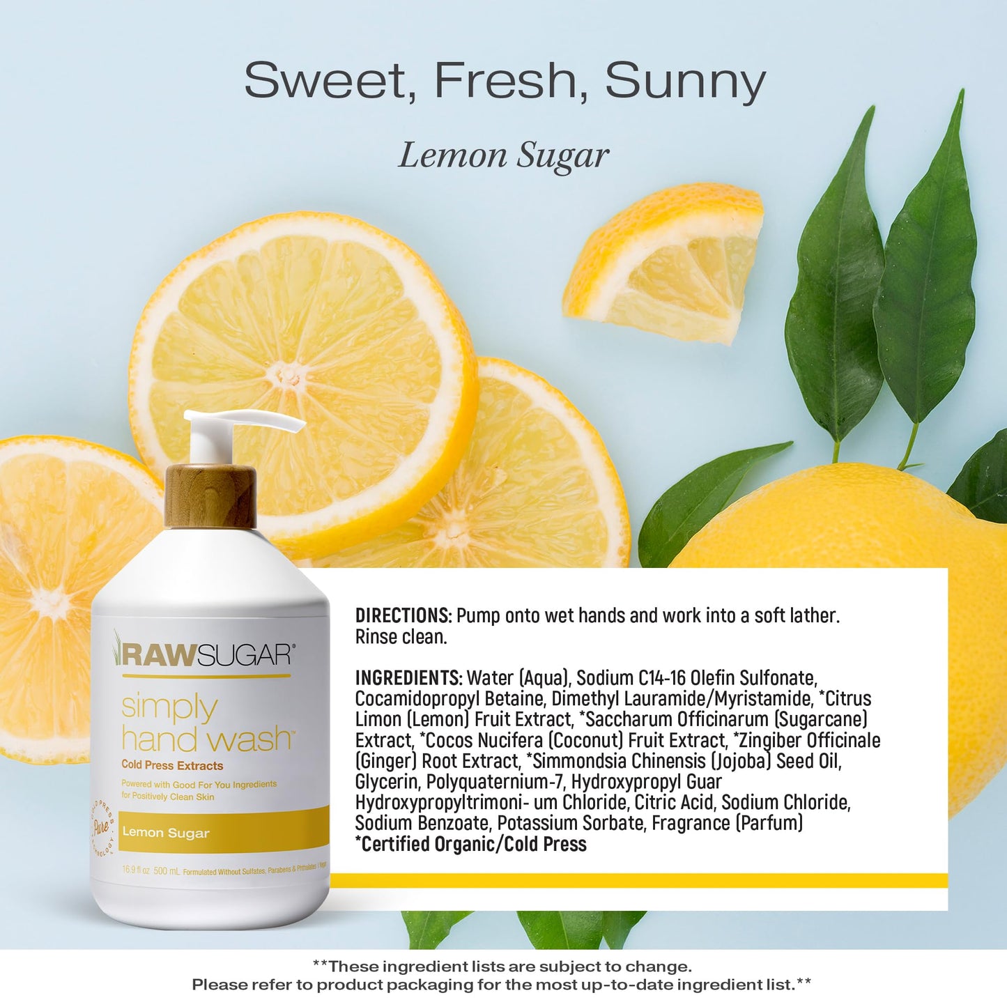 Raw Sugar hand wash with wooden style pump detail