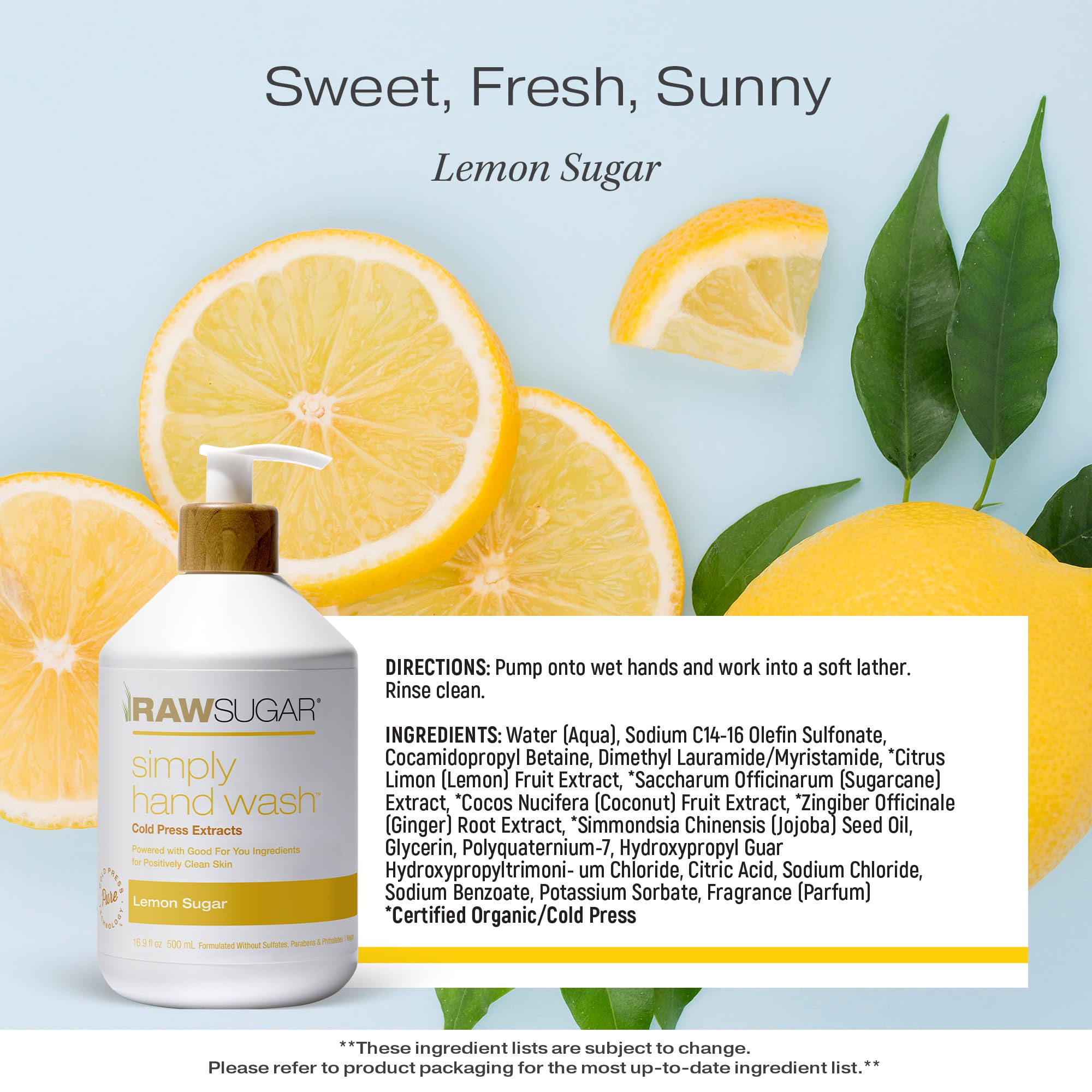 Raw Sugar hand wash with wooden style pump detail