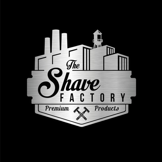 The Shave Factory Sapphire styling powder bottle packaging