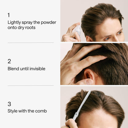 Woman applying texturizing powder for root lift