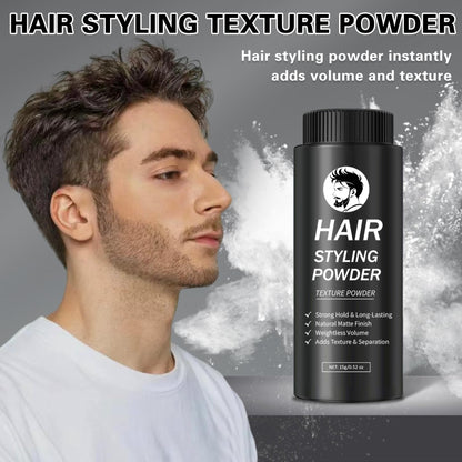 Damusi volumizing and texturizing powder bottle held in hand