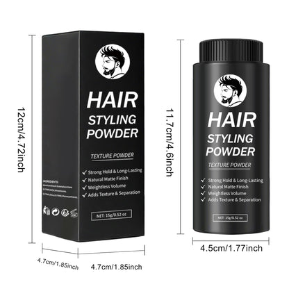 Lifestyle shot of Damusi hair styling powder on a grooming table