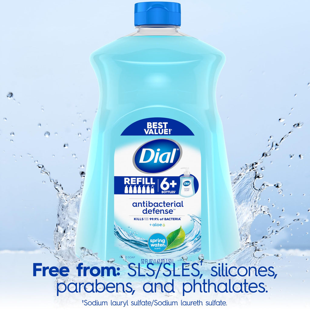 Dial hand soap refill back panel showing usage instructions