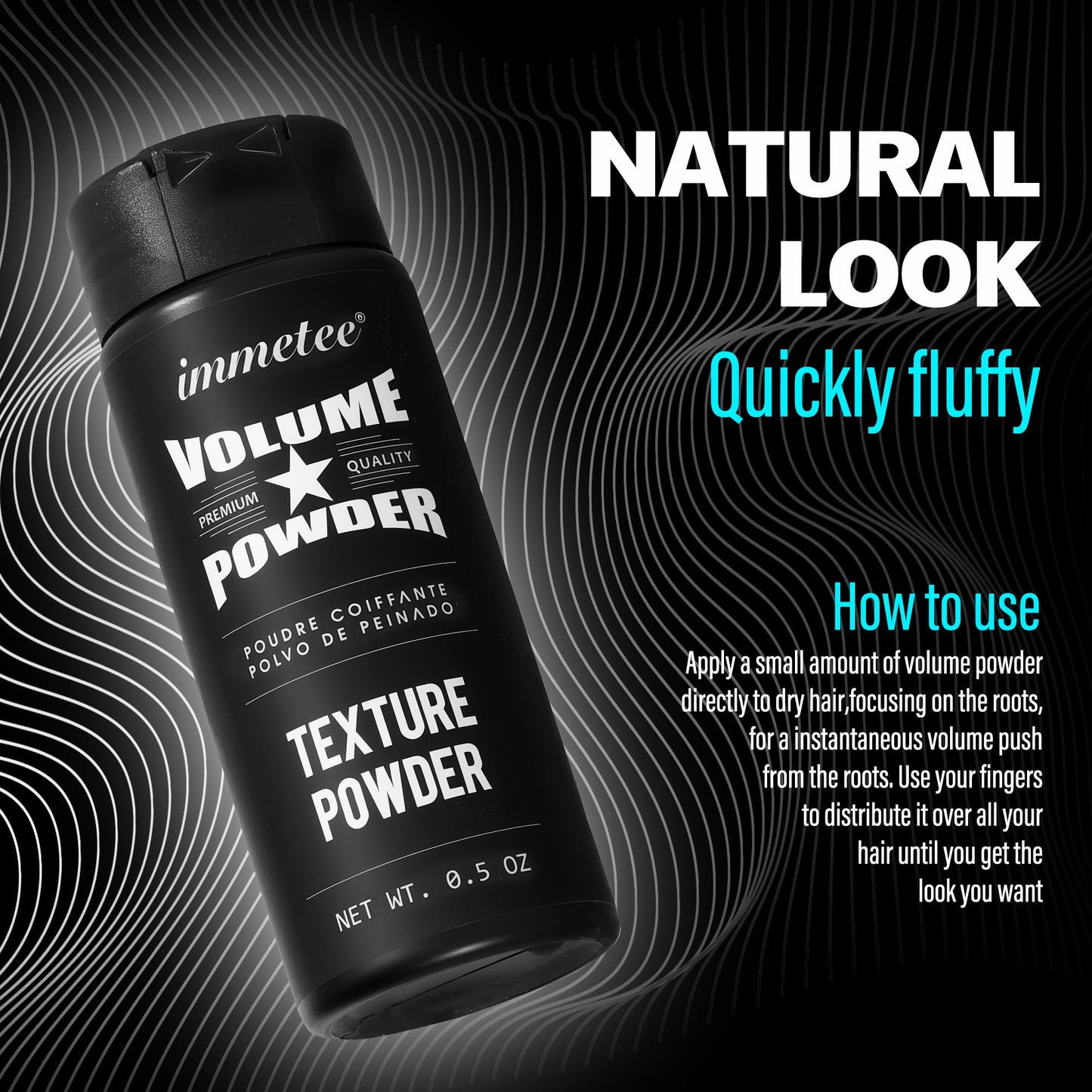 Professional hair texture styling dust close up
