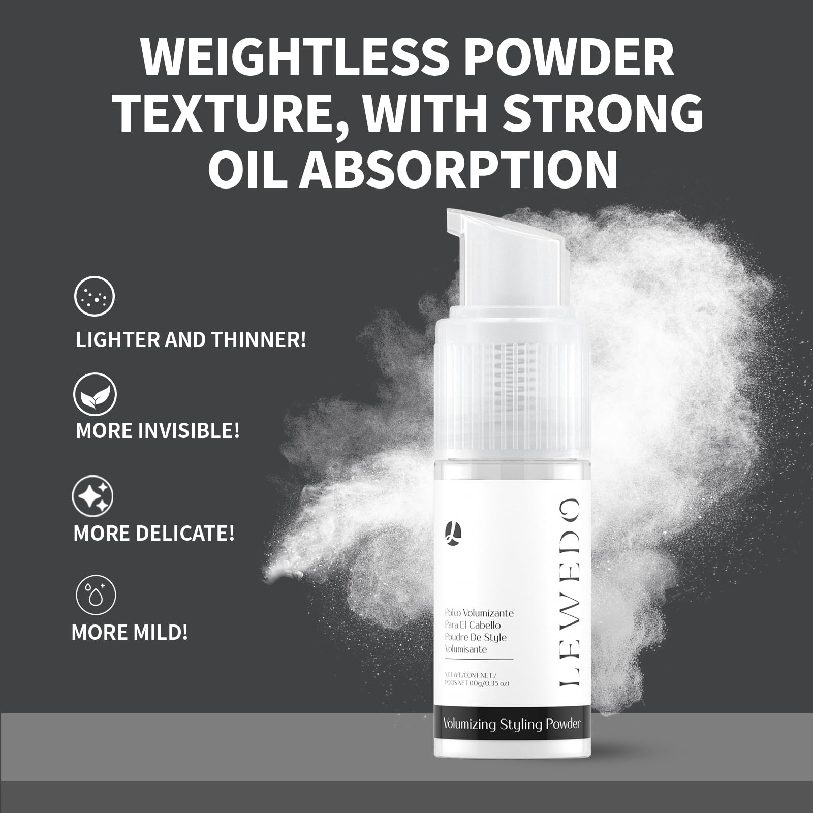Lewedo styling powder matte finish hair texture sample