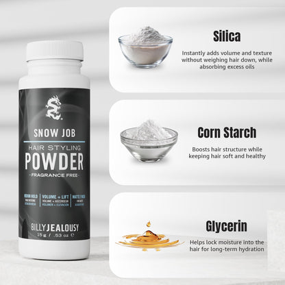 Model applying Billy Jealousy volume powder to hair