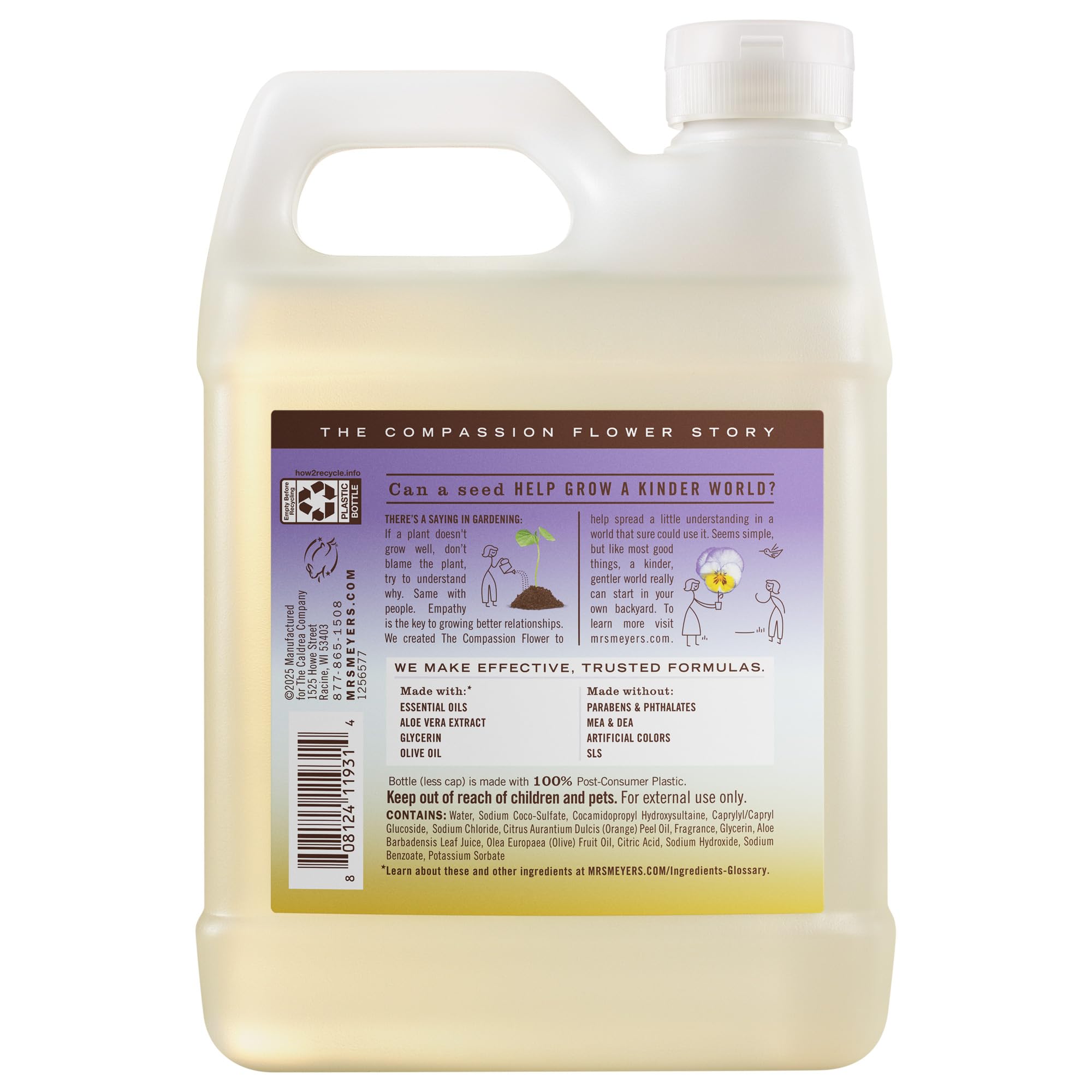 Mrs. Meyer's Clean Day Compassion Flower refill bottle label close up