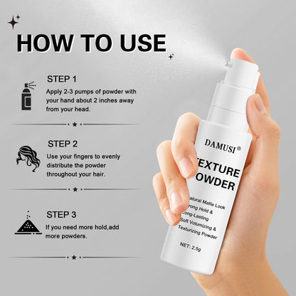 Man styling hair with Damusi texture powder