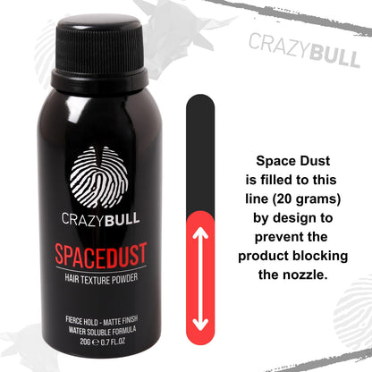 Close up of Crazy Bull volumizing powder packaging