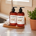 Soapbox liquid hand soap bottle placed near kitchen sink basin
