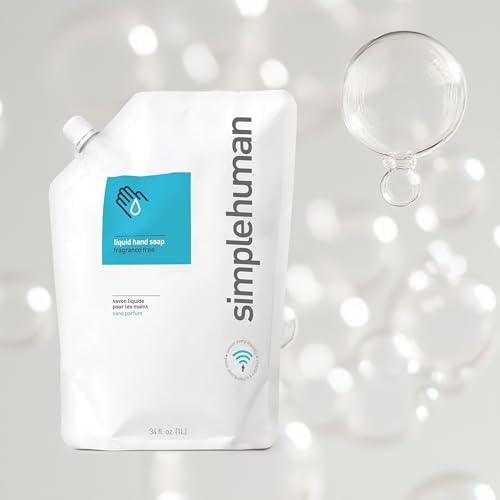 Eco friendly simplehuman liquid hand soap refill bag showing ingredients list
