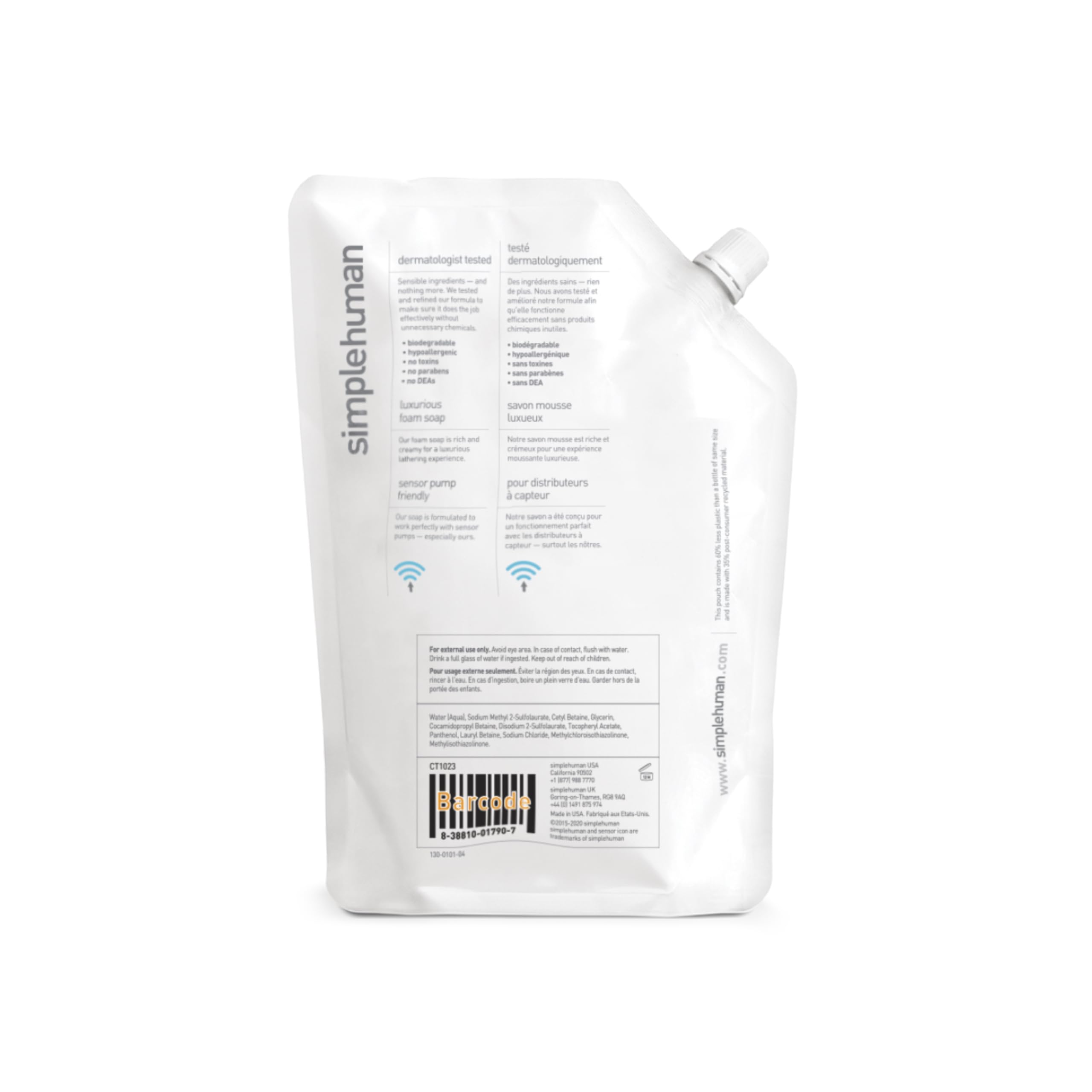 Genuine imported simplehuman fragrance free soap 34 fluid ounce packaging