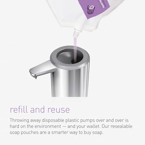 Pouring simplehuman moisturizing liquid soap into an automatic sensor pump