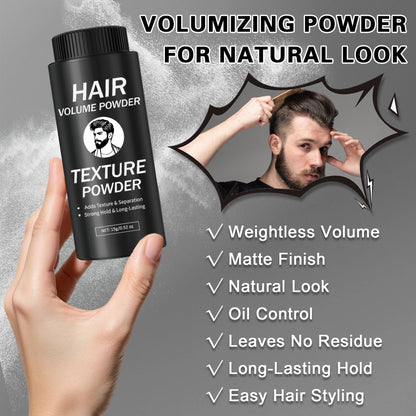 Man applying Ionsgako texture powder for matte hair look