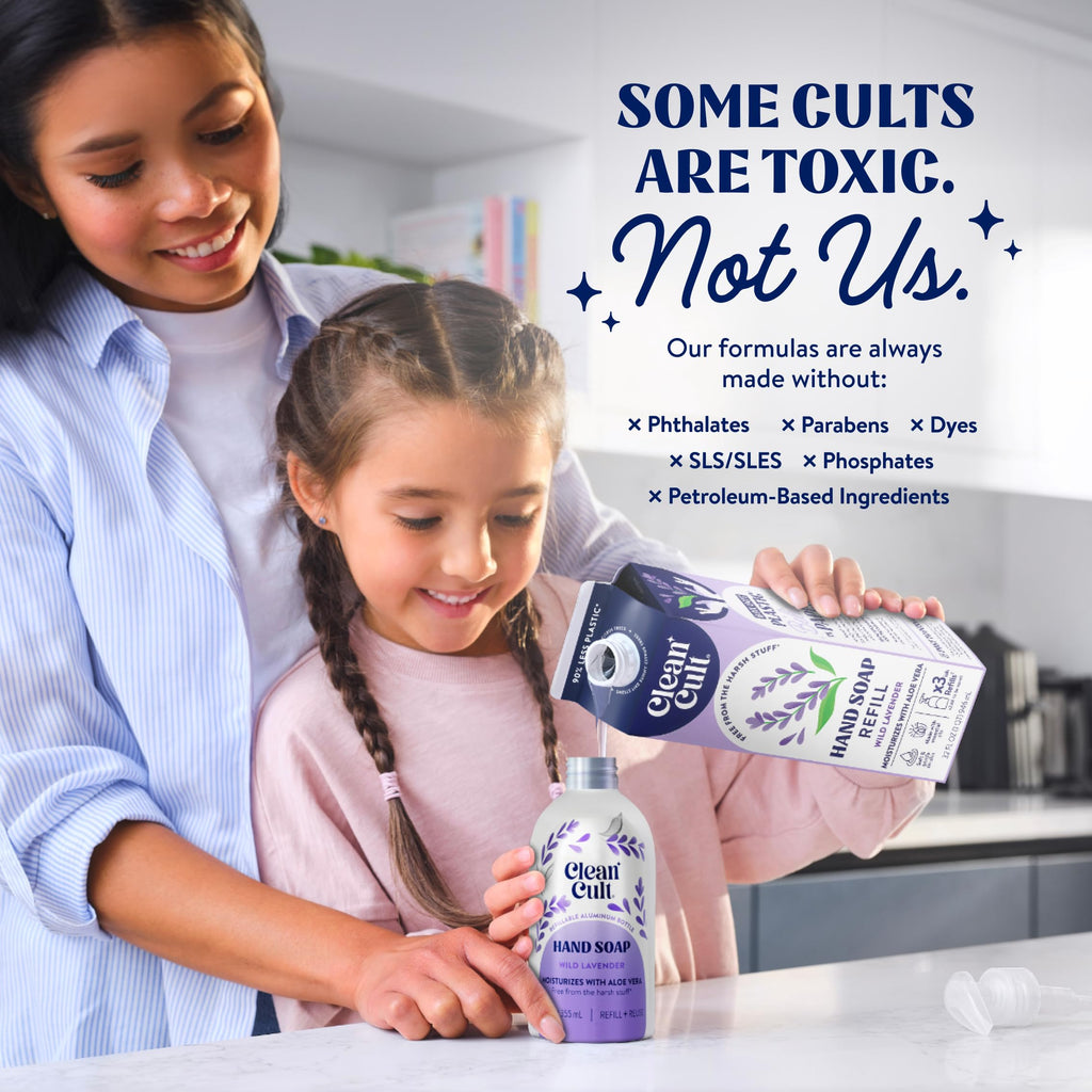 Cleancult hand soap lifestyle shot placed near bathroom sink