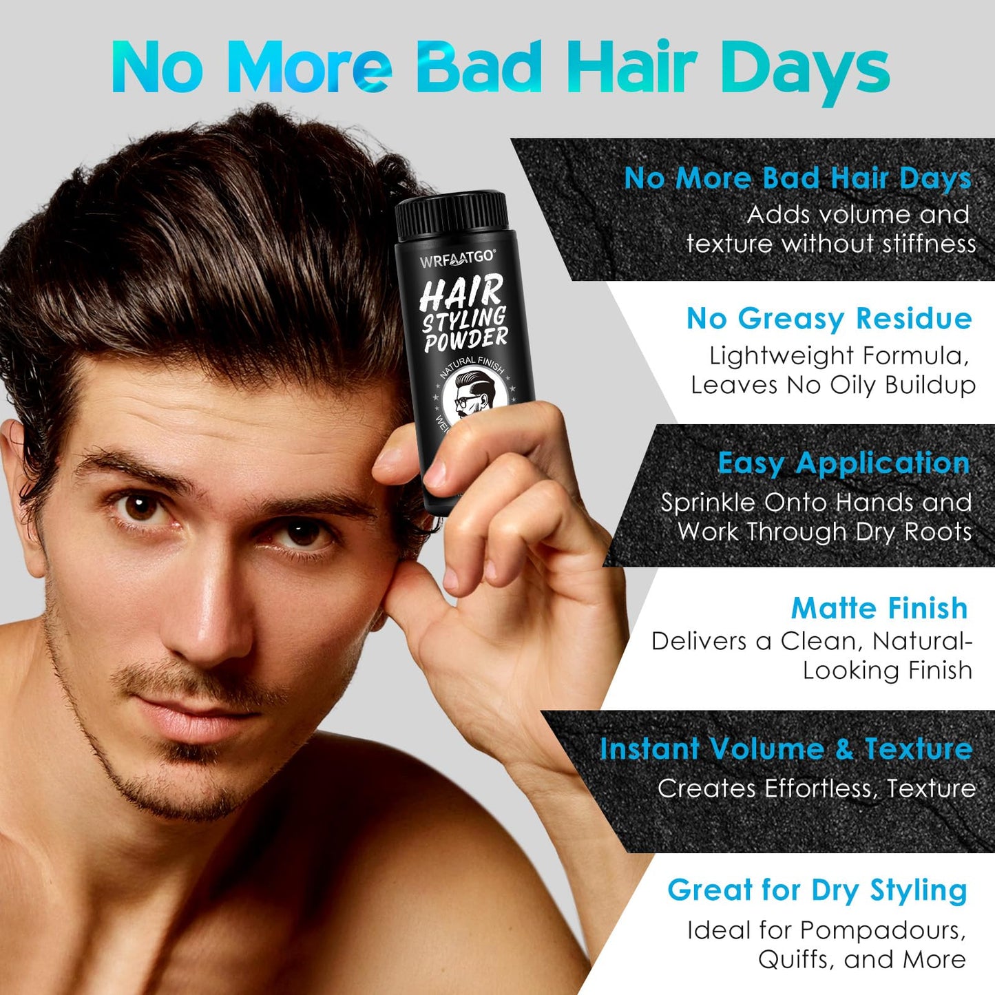 Close up of Vofank hair volumizing texture powder bottle