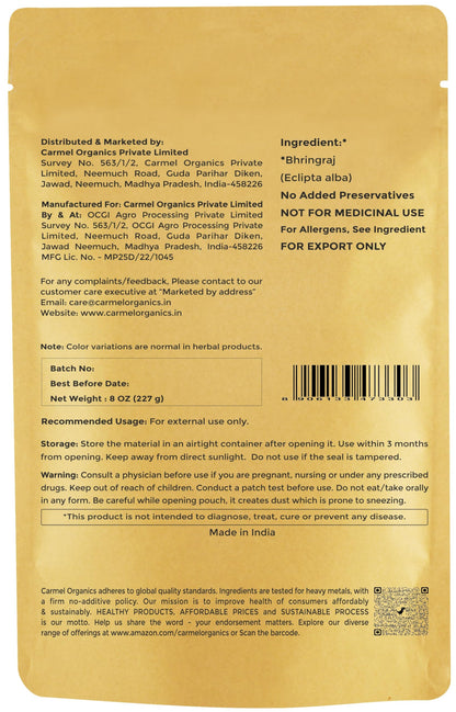 Carmel Organics natural hair care powder resealable bag