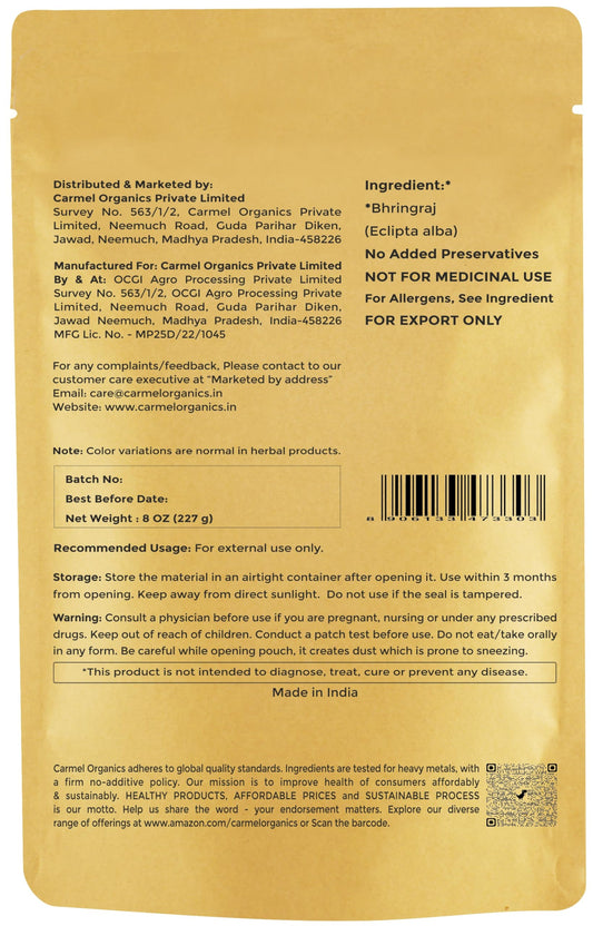 Carmel Organics natural hair care powder resealable bag