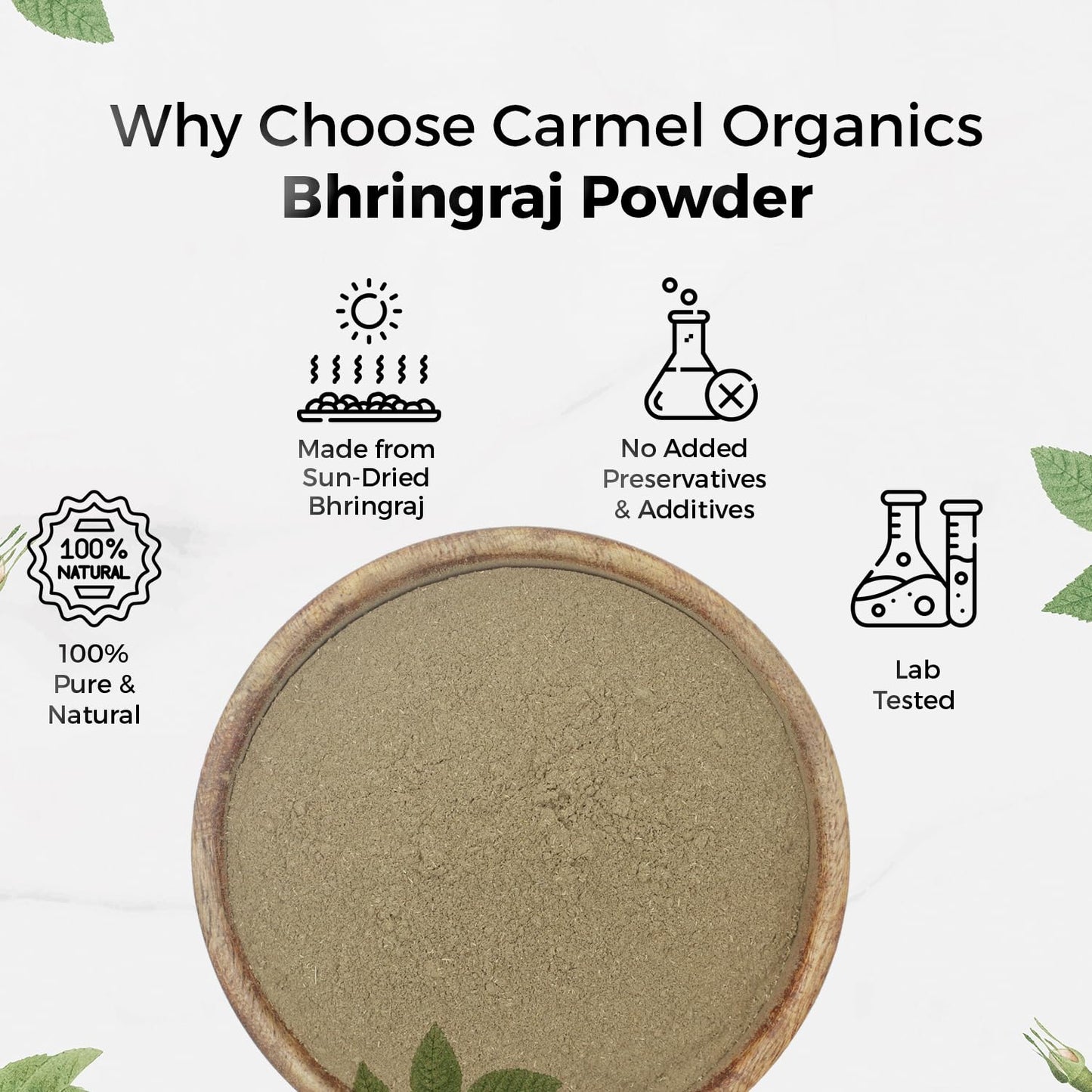 Carmel Organics Bhringraj powder back label details