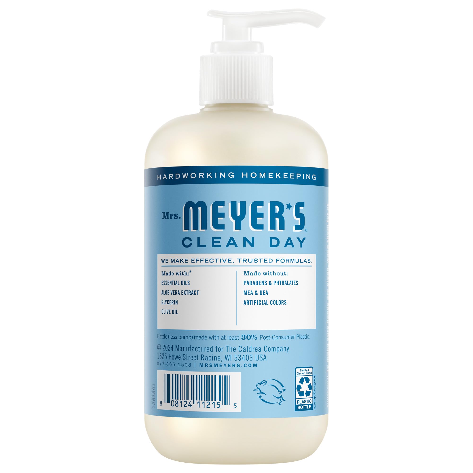 Plant-derived non-drying hand wash liquid packaging showcasing aloe vera and olive oil features