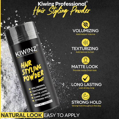 Close up of Kiwinz Professional matte finish hair powder texture