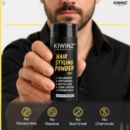 Kiwinz Professional hair powder bottle with matte finish label