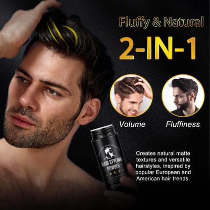 Vofank hair powder application on male model hair