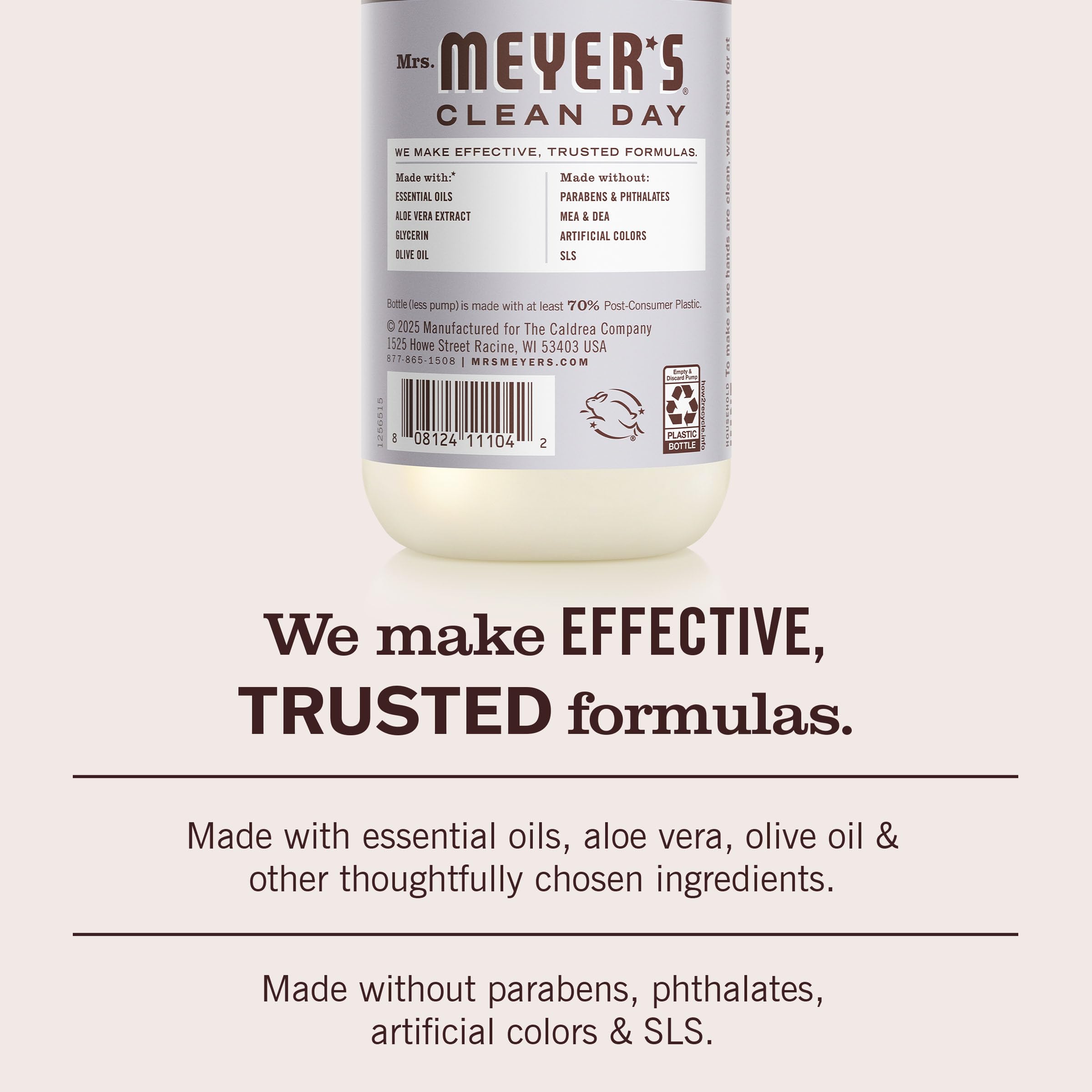 The convenient pump mechanism and sleek bottle design of this imported lavender hand wash.